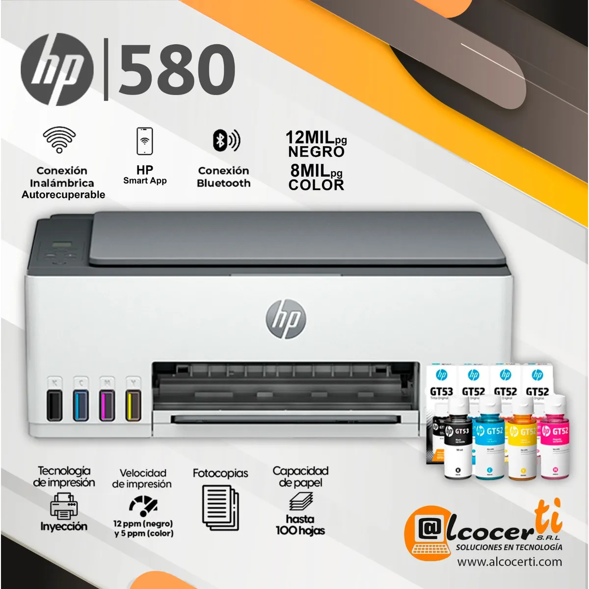 HP - Impresora Multifuncional Hp Smart Tank 580