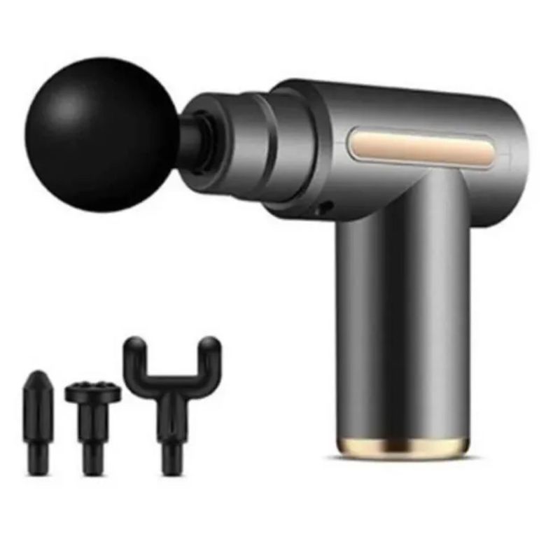 OEM - Pistola Masajeadora Massage Gun 4 Cabezales PLOMO