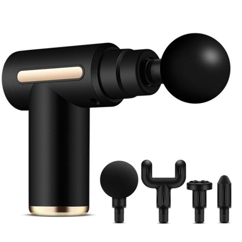 OEM - Pistola Masajeadora Massage Gun 4 Cabezales NEGRO