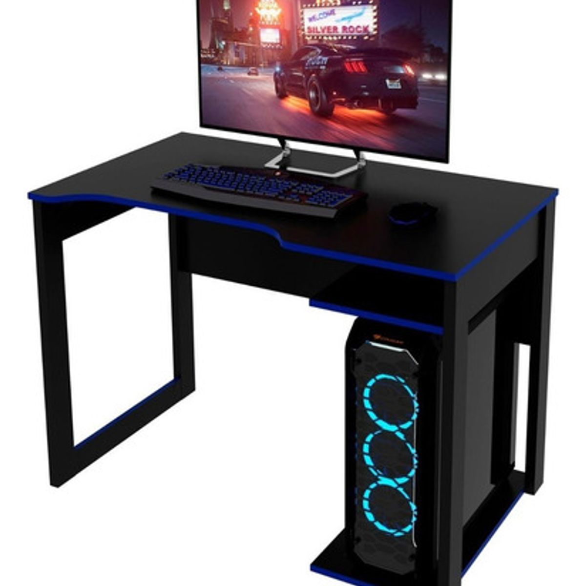 BONNO - Escritorio De Melamina Gamer Thonet Negro/Azul Bonno