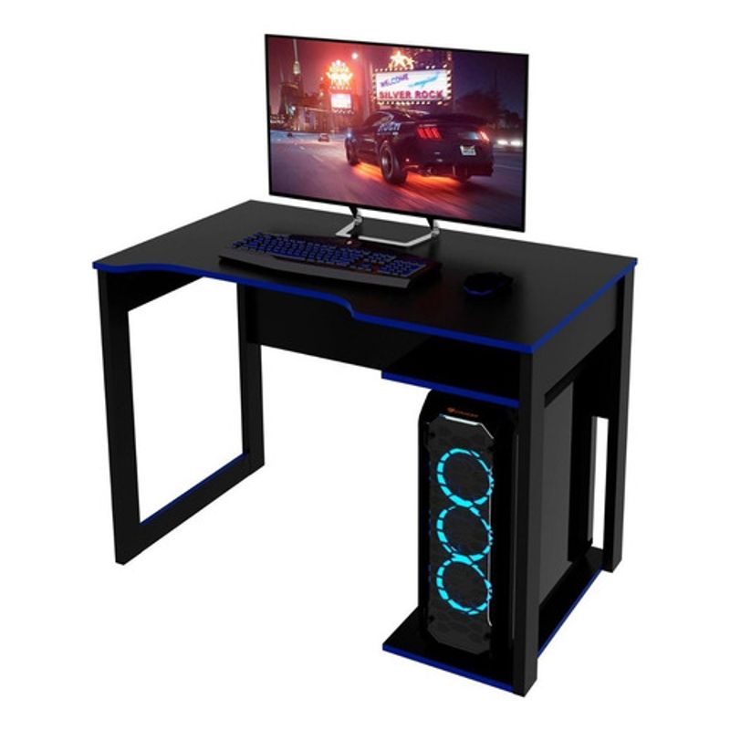 BONNO - Escritorio De Melamina Gamer Thonet Negro/Azul Bonno