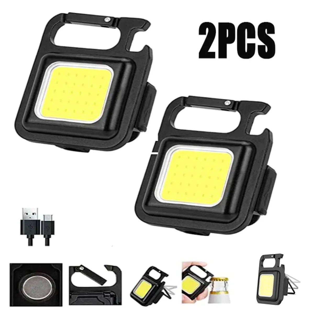 GENERICO - Pack Mini Linterna Doble de Bolsillo Led de Emergencia Multifuncional