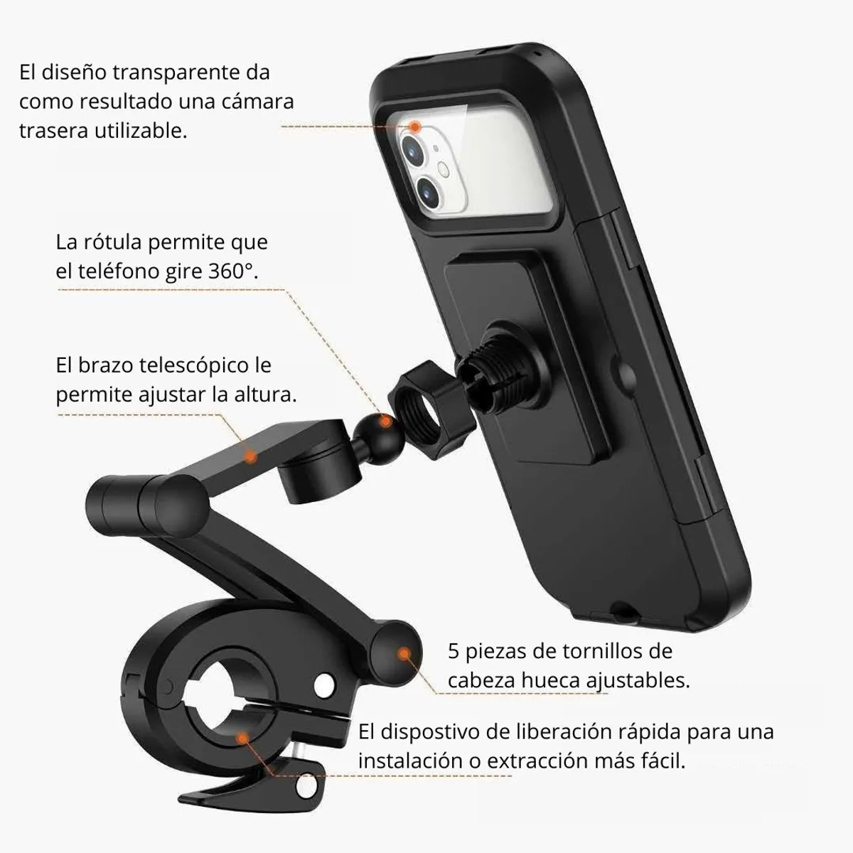 GENERICO - Soporte de Celular para Bicicleta Moto con Rotación 360° M3