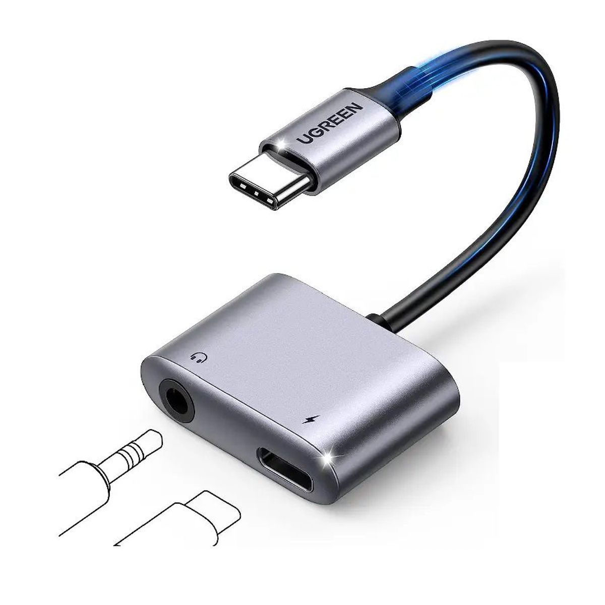 UGREEN - Adaptador de cargador y auriculares USB C a 35mm Ugreen