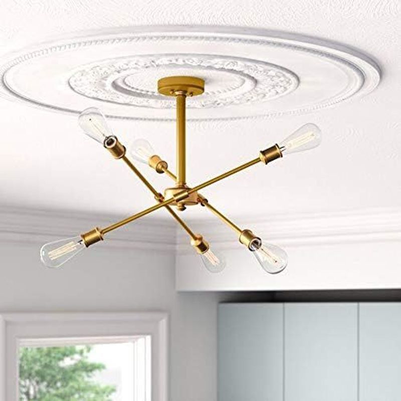 GENERICO - Lámpara colgante modelo araña color dorado - Incluye 6 focos