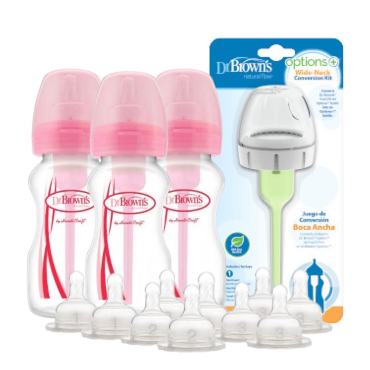 DR BROWNS - Súper Pack Ahorro Niña Biberón Boca Ancha de Polipropileno