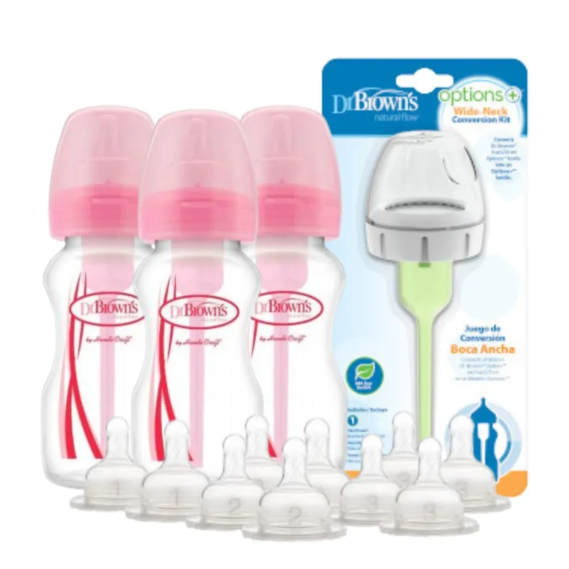 DR BROWNS - Súper Pack Ahorro Niña Biberón Boca Ancha de Polipropileno