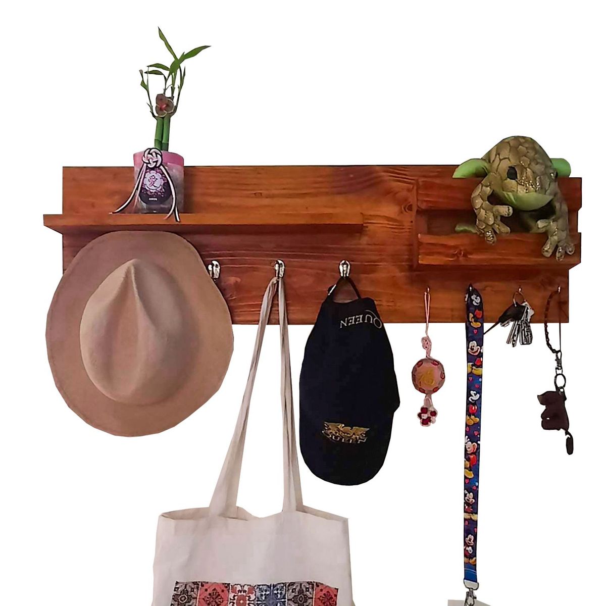 GENERICO - Perchero empotrable LAUREN de madera reciclada acabado Añejo