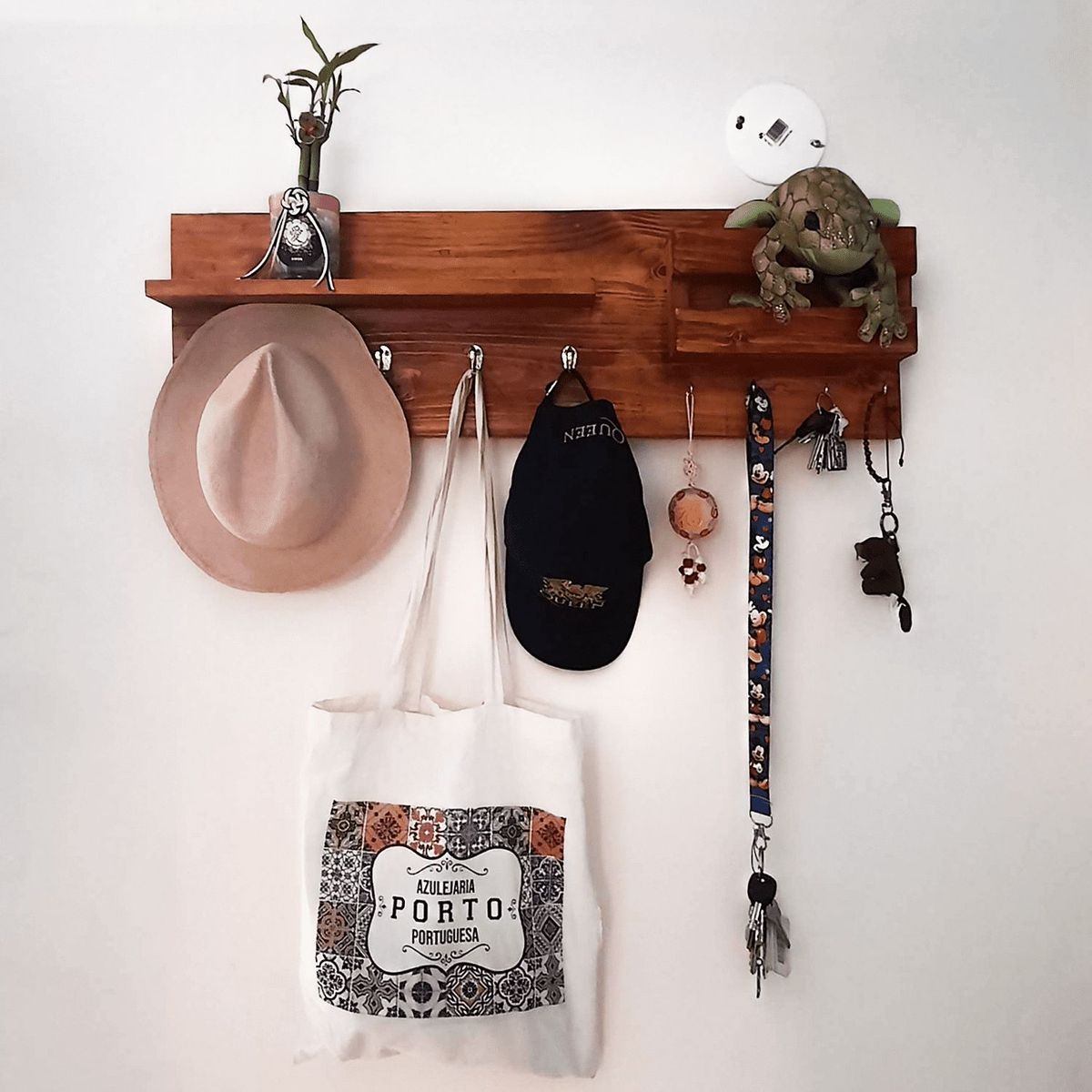 GENERICO - Perchero empotrable LAUREN de madera reciclada acabado Añejo