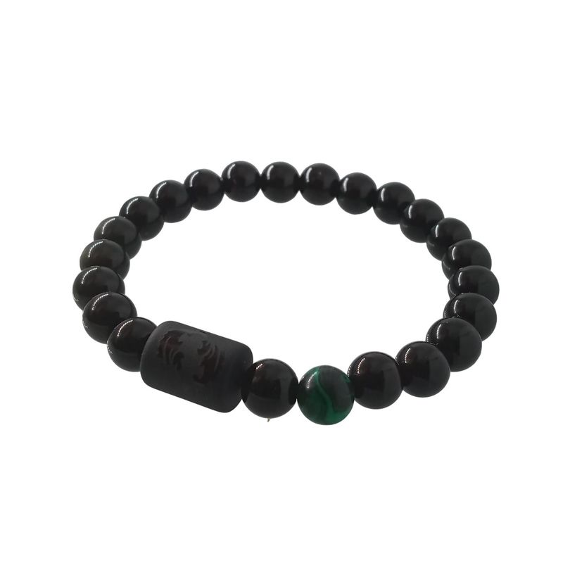 LUCYANA JOYAS Y ACCESORIOS - Pulsera para Hombre Zodiaco PISCIS Ágata y Malaquita - Joyas Lucyana