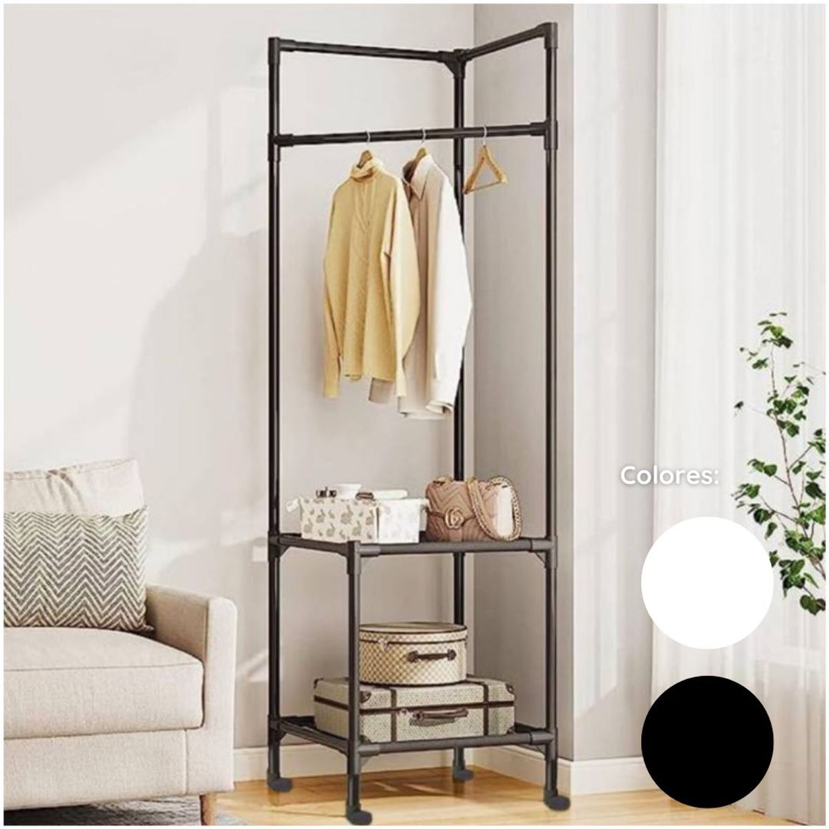 INSPIRA MARKET - Estante perchero zapatero esquinero multiuso con ruedas aleatorio