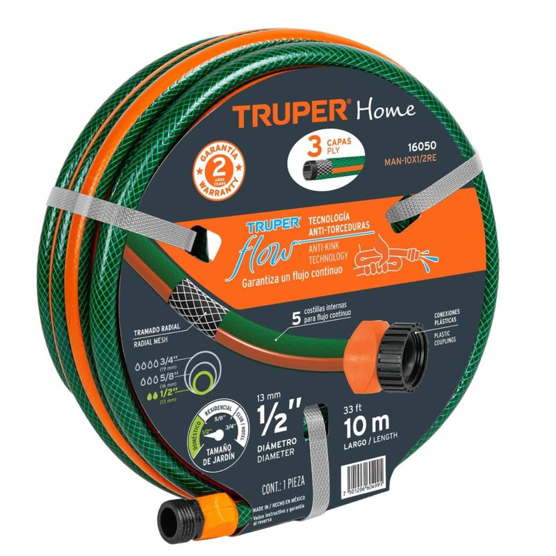 TRUPER - Manguera de riego expandible reforzada 10m Truper