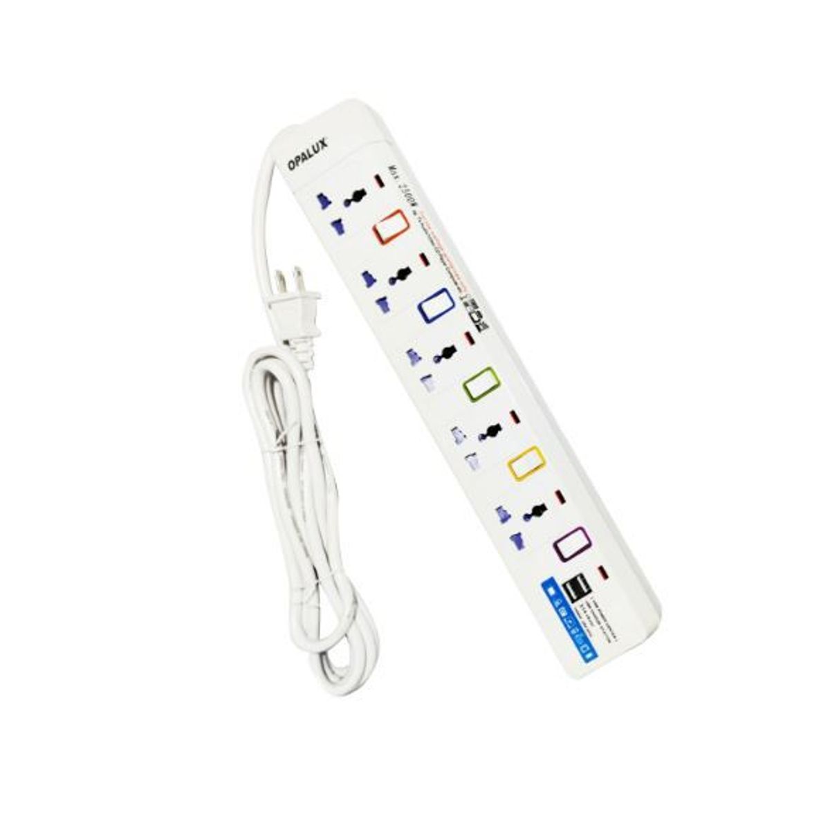 OPALUX - Supresor de Picos 5 Salidas + 2 Puertos USB OP-105USB OPALUX