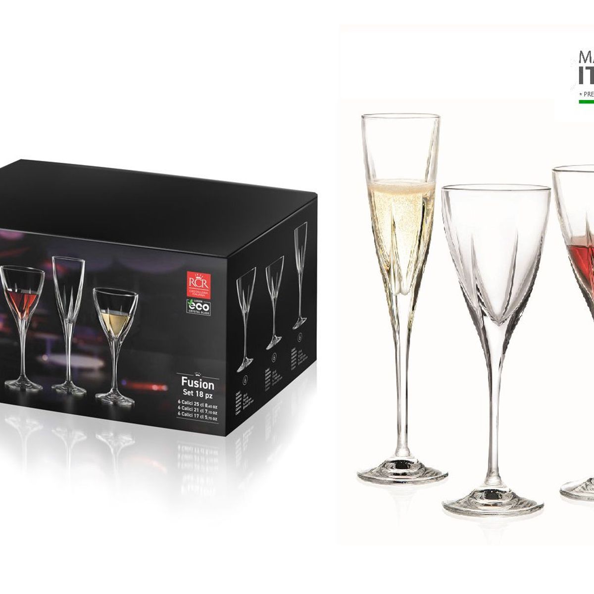 RCR  ITALIA - Set de Copas x 18 Piezas RCR - Modelo Fusion 100% Hecho en Italia