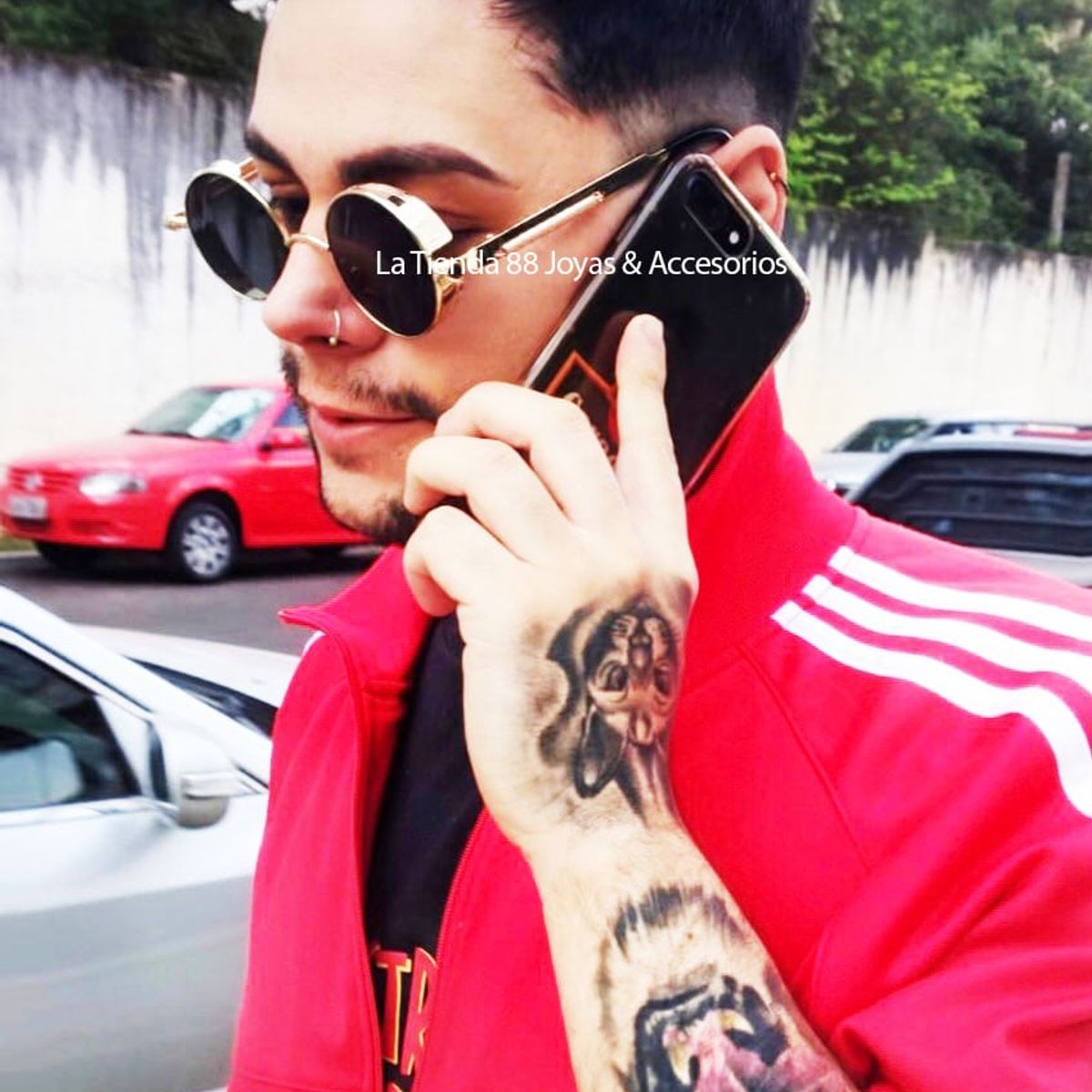 LA TIENDA 88 JOYAS Y ACCESORIOS - La Tienda 88 - Lentes De Sol Steampunk Redondos - Rojo