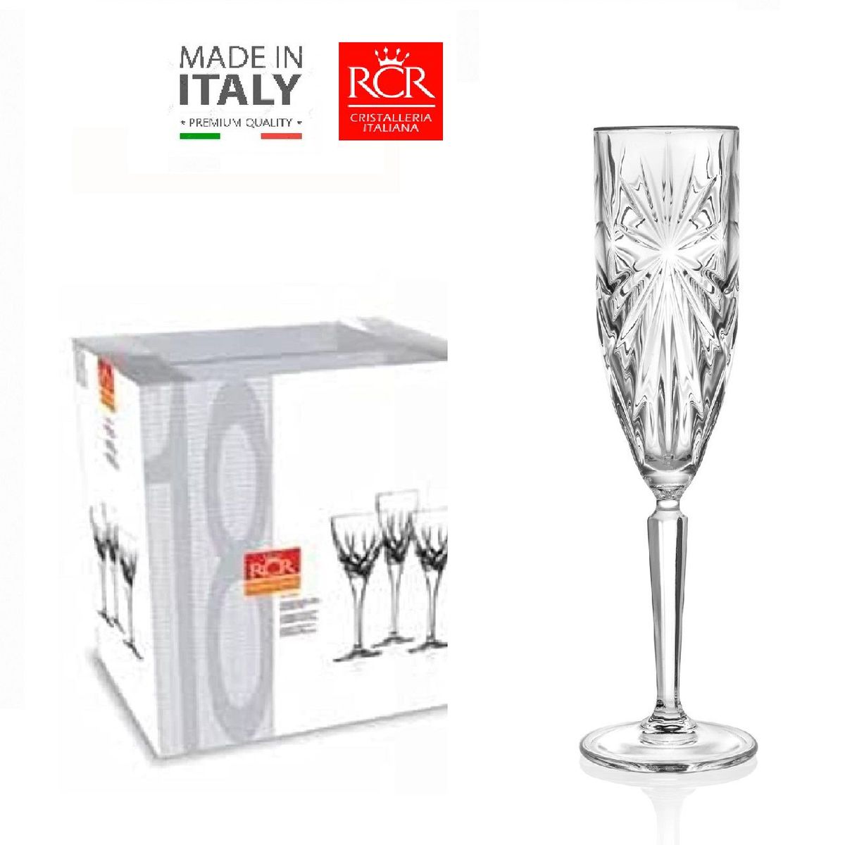 RCR - Copas de Cristal  x 06 Champagne 15,7CL. RCR - Hecho en Italia