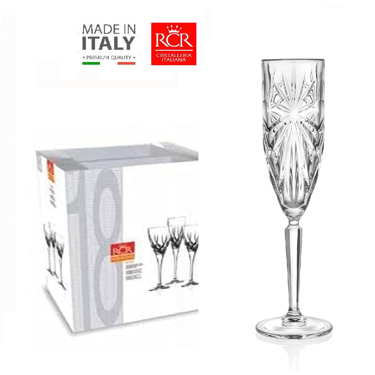 RCR - Copas de Cristal  x 06 Champagne 15,7CL. RCR - Hecho en Italia