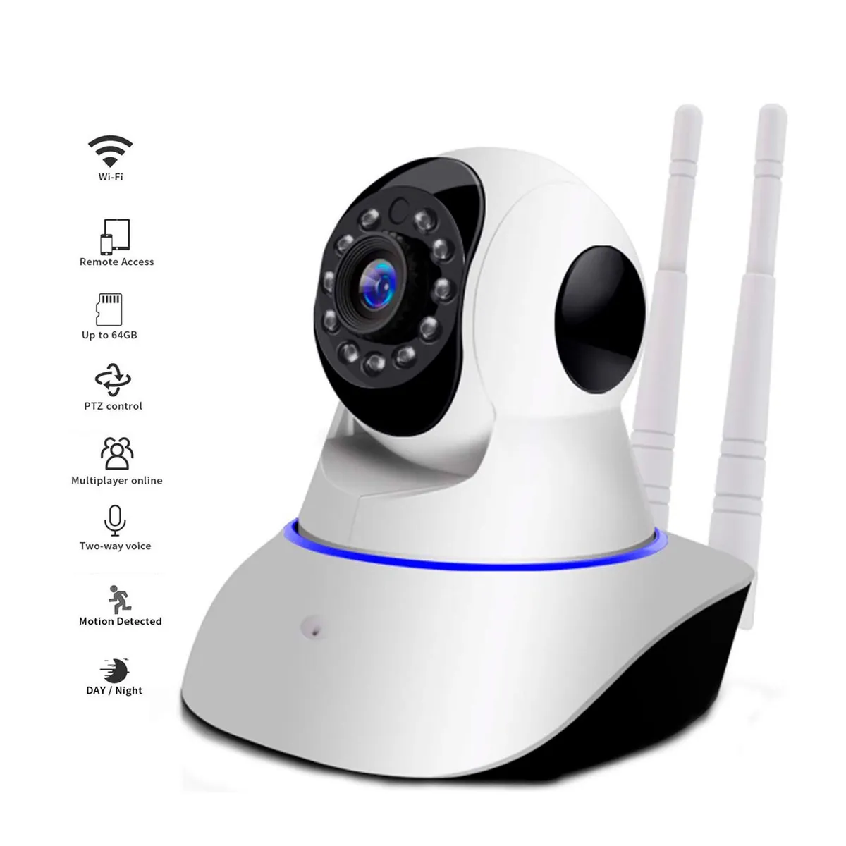 CUBULL - CAMARA DE SEGURIDAD IP ROBOTICA 3 ANTENAS HD VISIÃ“N NOCTURNA WIFI