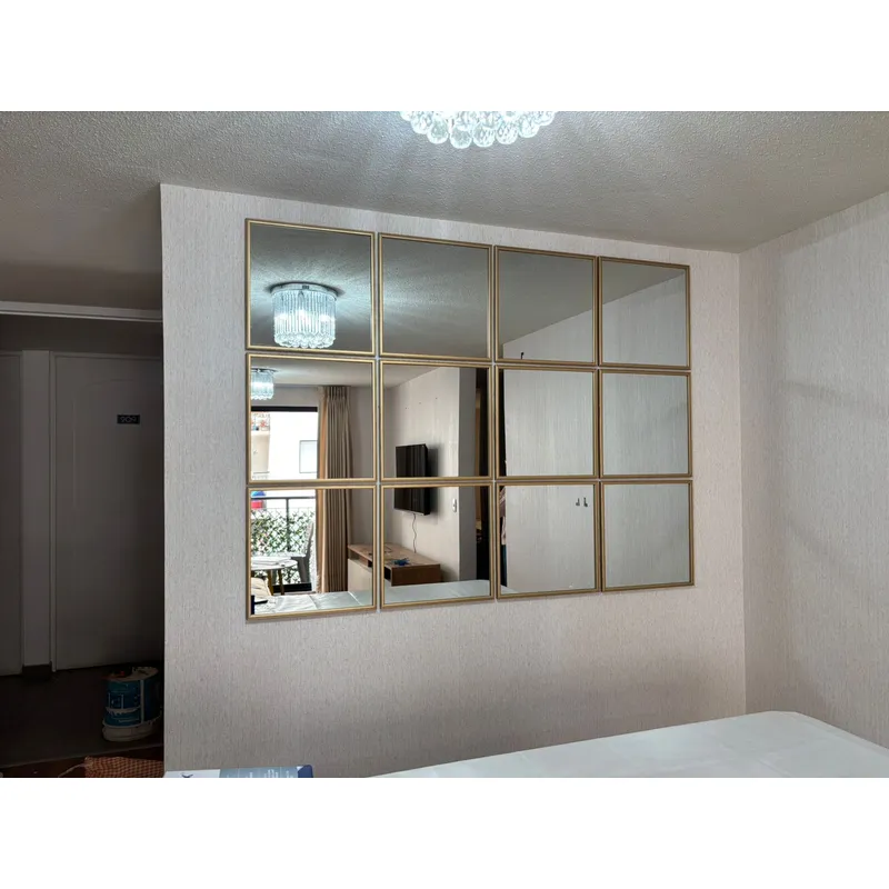 LUMINAR BRILLO & LUZ - Espejos decorativos tipo ventana con marco color Champagne dorado