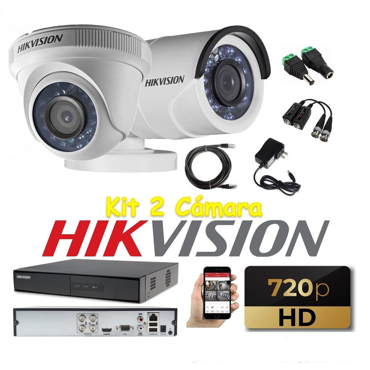 HIKVISION - kit 2 Cámaras Seguridad HD Hikvision