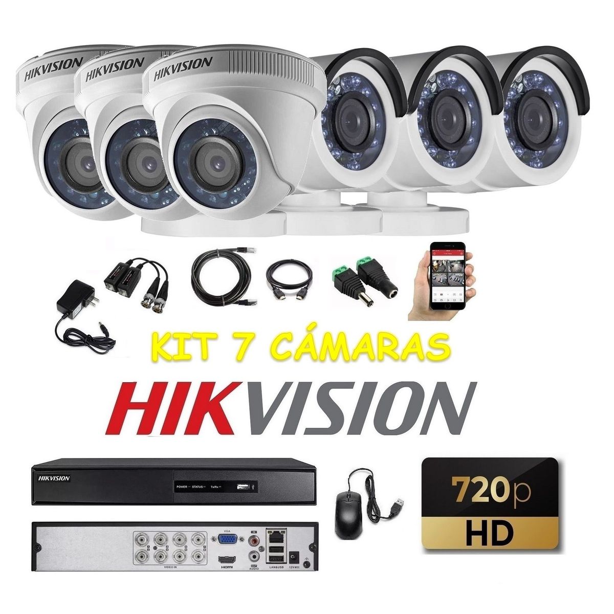 HIKVISION - kit 6 Cámaras Seguridad HD Hikvision