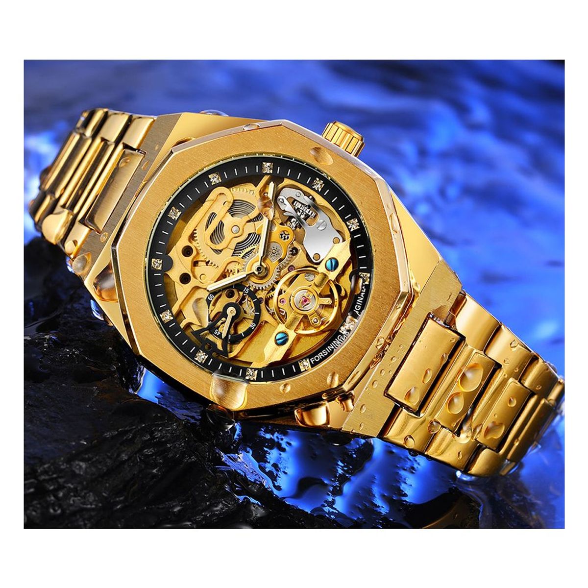 FORSINING - FORSINING RELOJ DORADO DE LUJO PARA HOMBRE