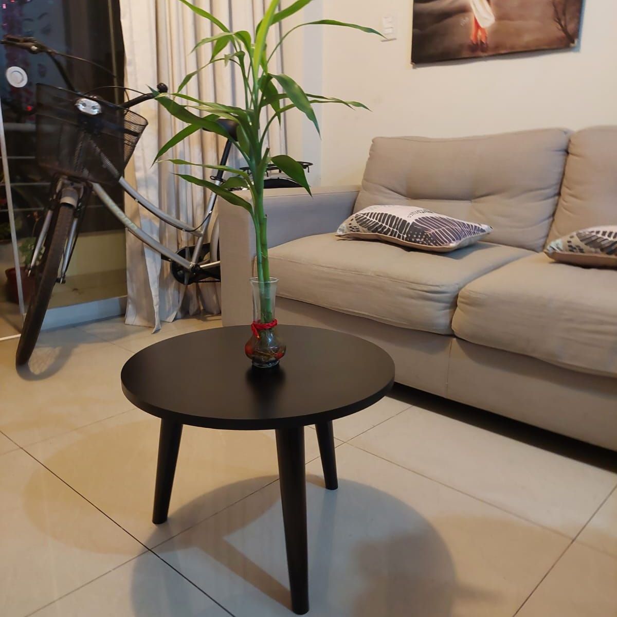 GENERICO - Mesa de centro redondo 50 cm color negro