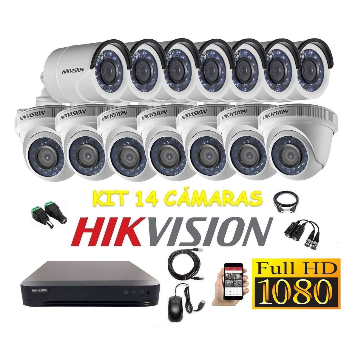 HIKVISION - kit 14 Cámaras Seguridad FULLHD Hikvision