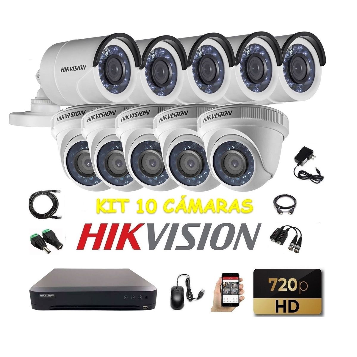 HIKVISION - kit 10 Cámaras Seguridad HD Hikvision