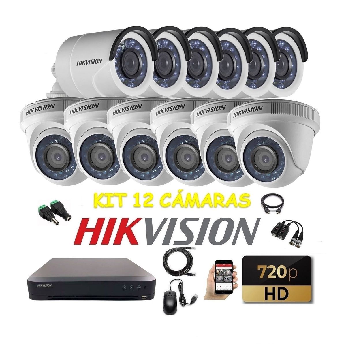 HIKVISION - kit 12 Cámaras Seguridad HD Hikvision