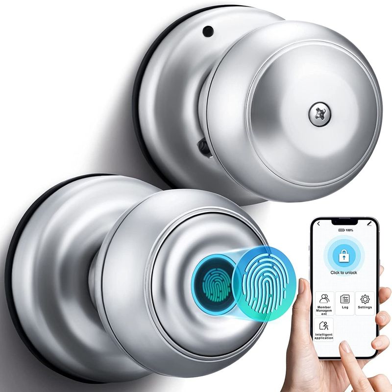 OEM - Cerradura Inteligente Smart Chapa Biometrica Pomo Perilla Plateado K01