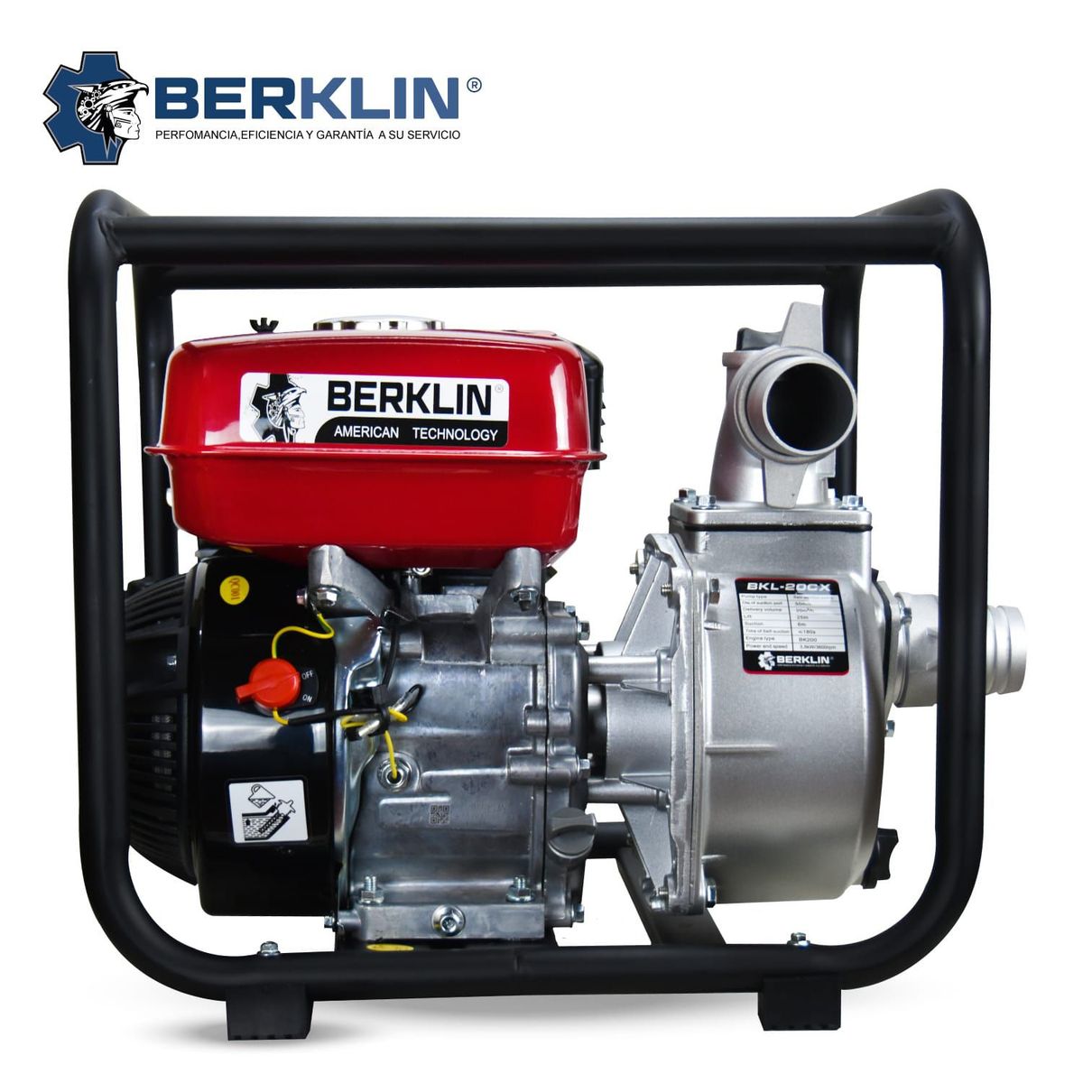 BERKLIN - Motobomba a gasolina de 6 .5HP de 2" - 670 L/min