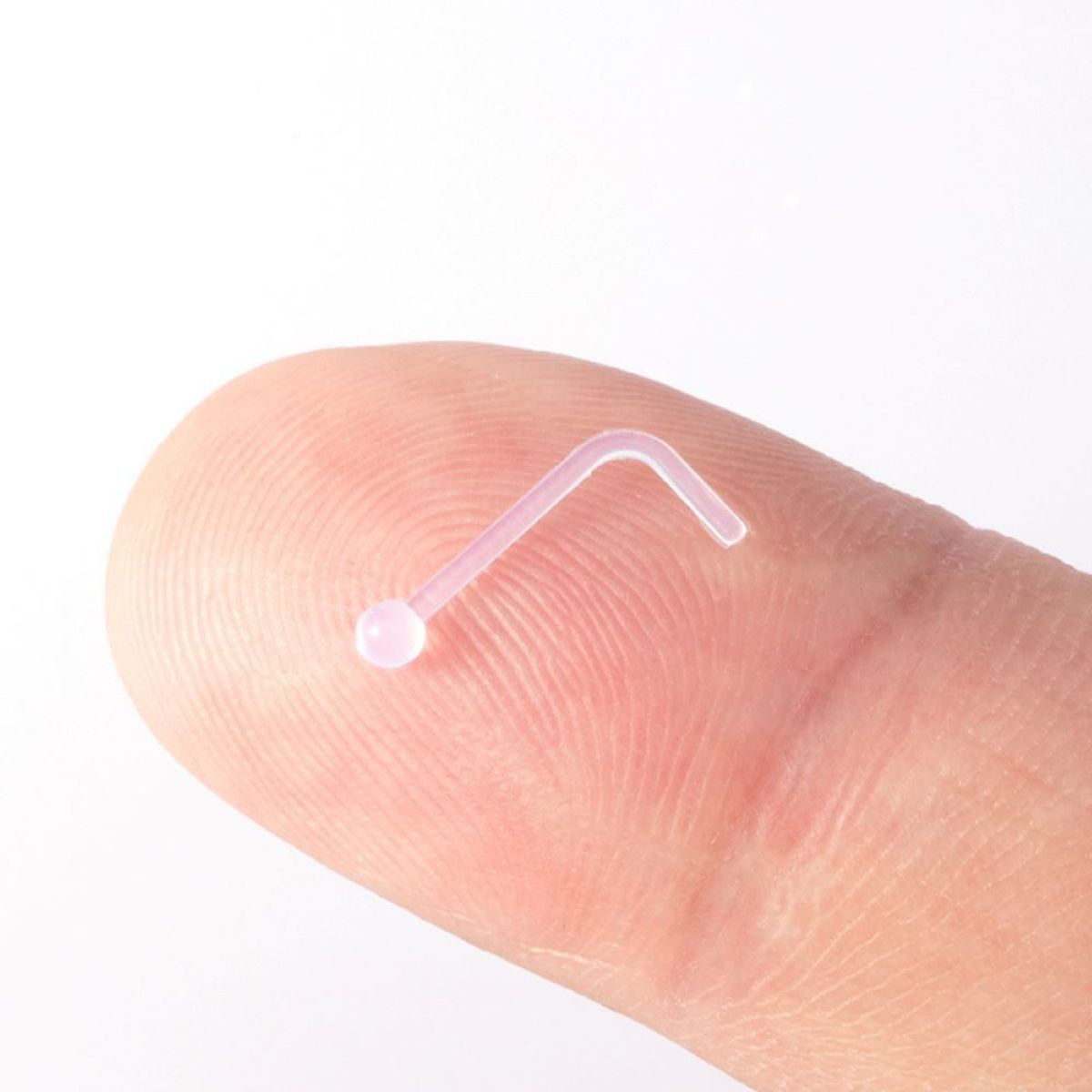 GENERICO - Set x 2 Piercings transparente para nariz en forma de gancho puntito nostril