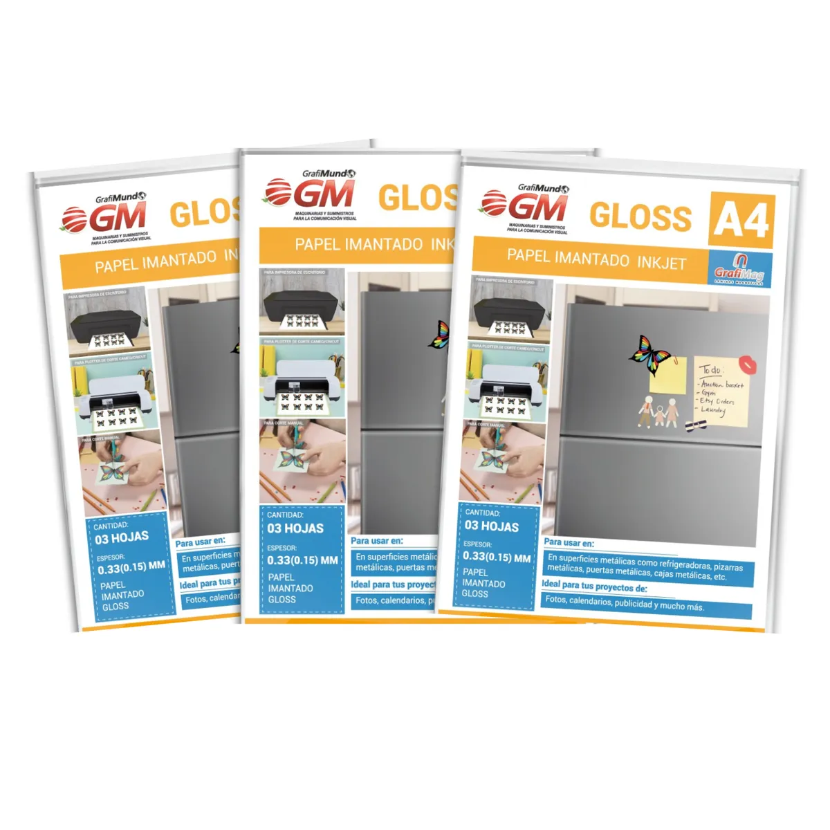 LIDEART - Vinil Imantado Brillante A4 - Impresion Para Inkjet - 9 Und Blanco