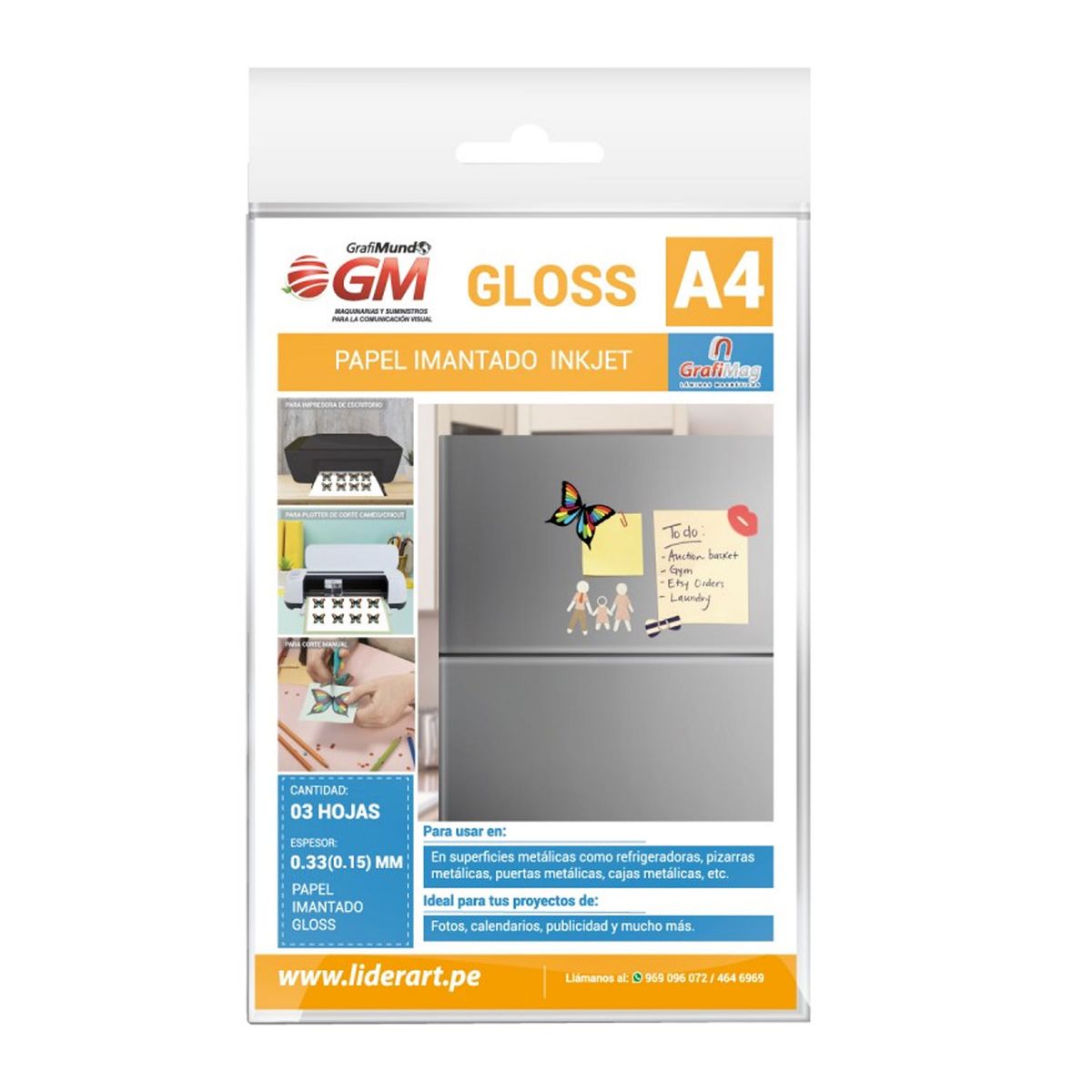 LIDEART - Vinil Imantado Brillante A4 - Impresion Para Inkjet - 9 Und Blanco