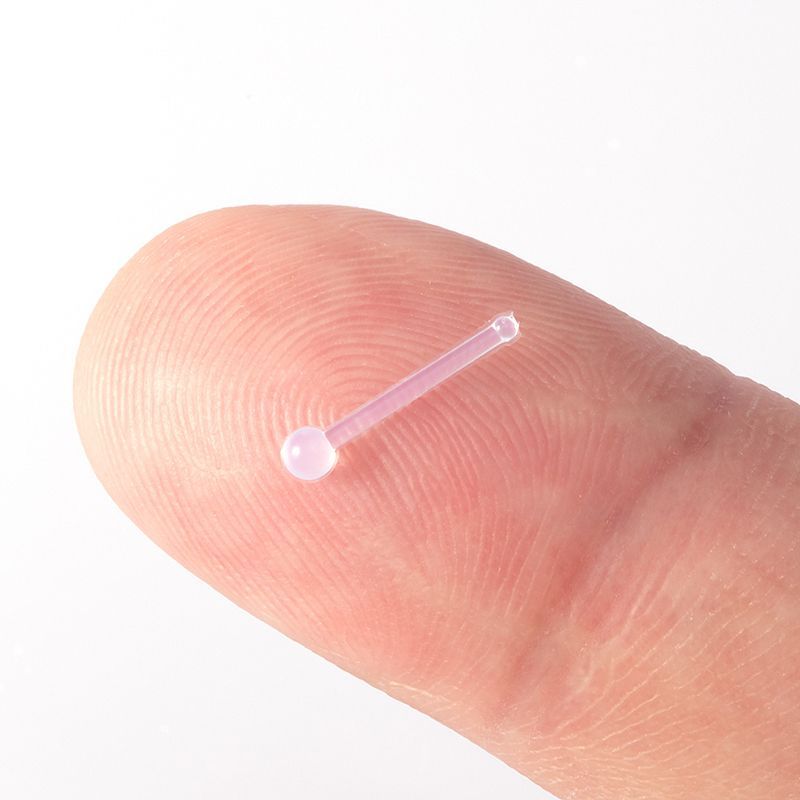 GENERICO - Set x 2 Piercings transparente para nariz forma recta puntito nostril