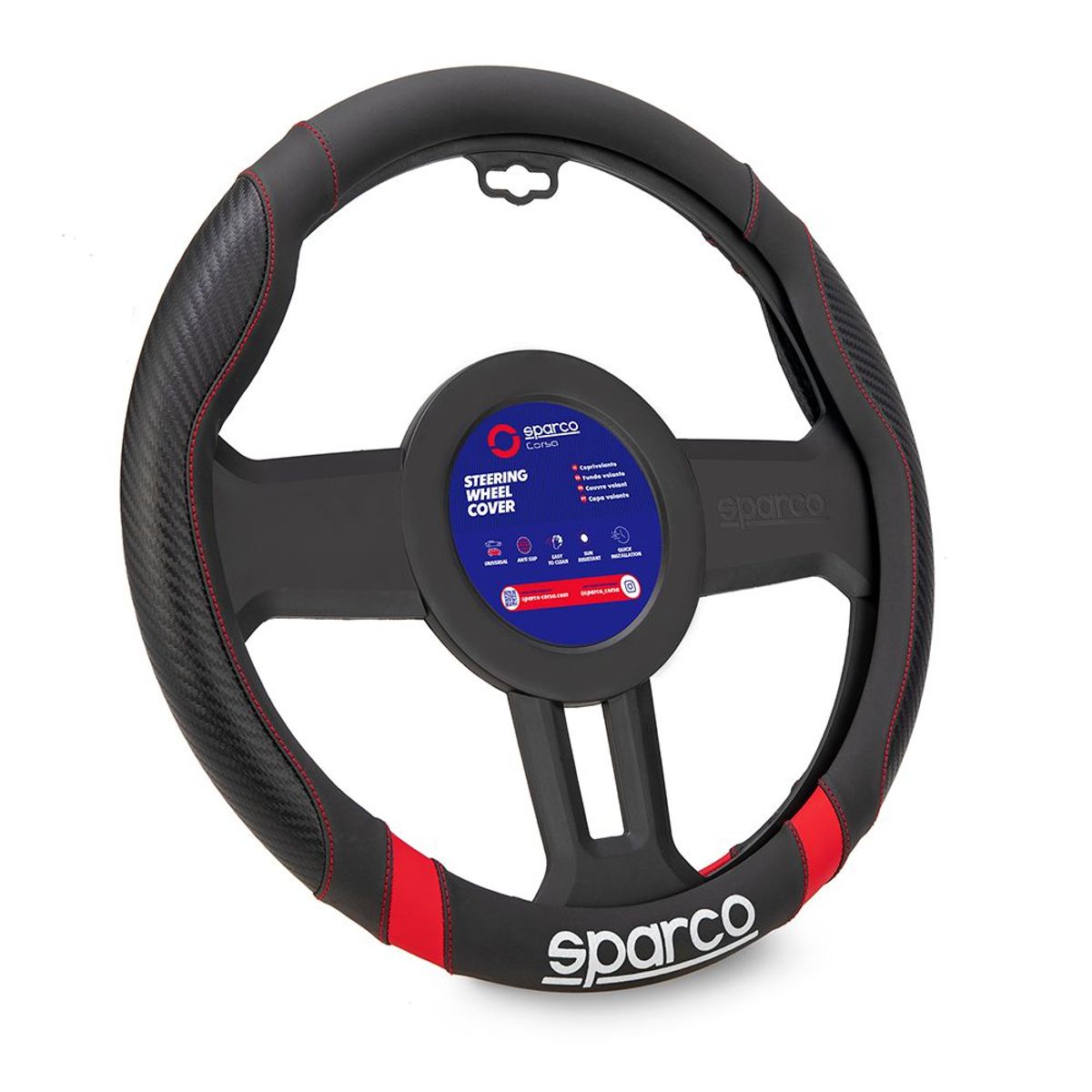 SPARCO - Cubre Volante Forro De Timon Fibra Carbono Sparco Sps132rd.