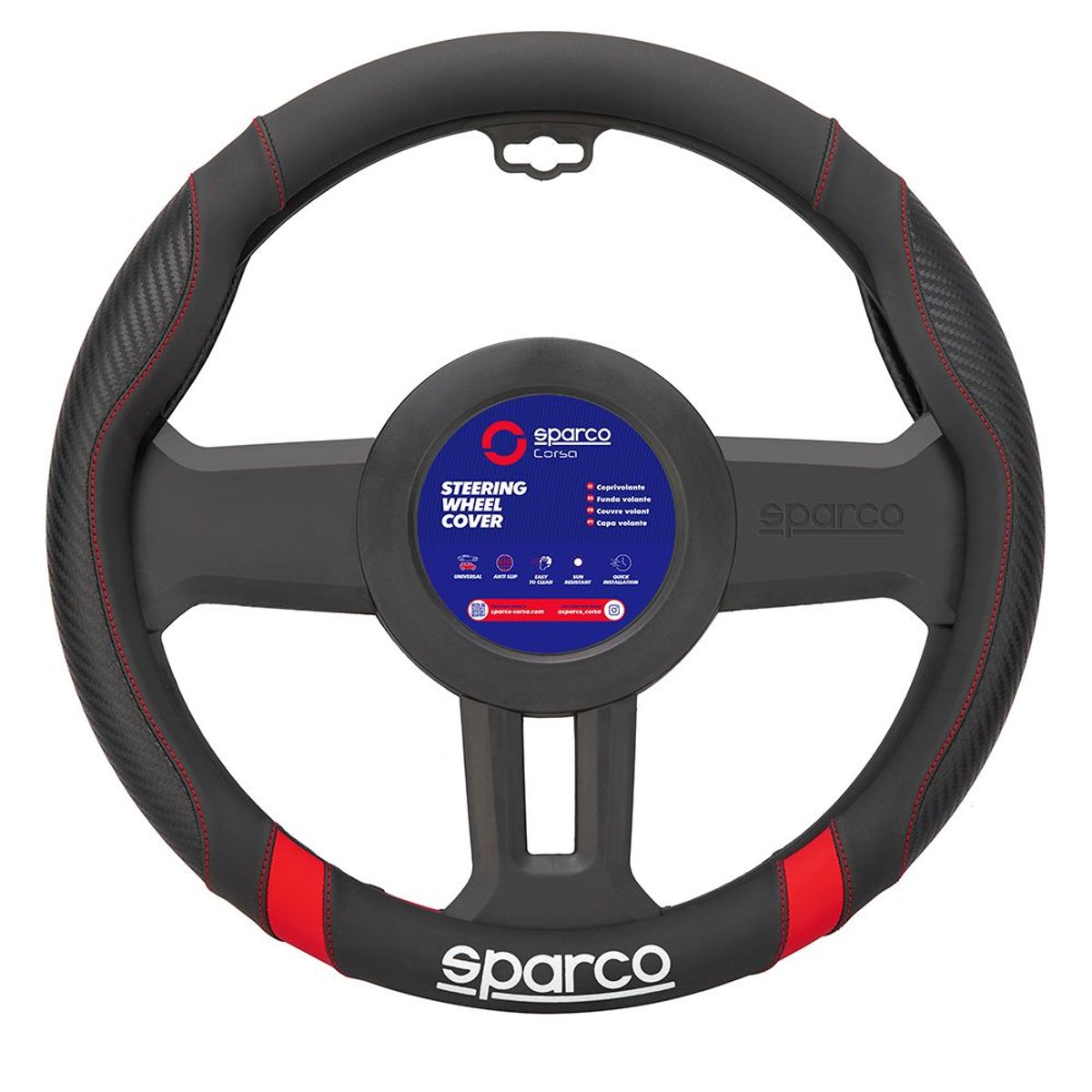SPARCO - Cubre Volante Forro De Timon Fibra Carbono Sparco Sps132rd.