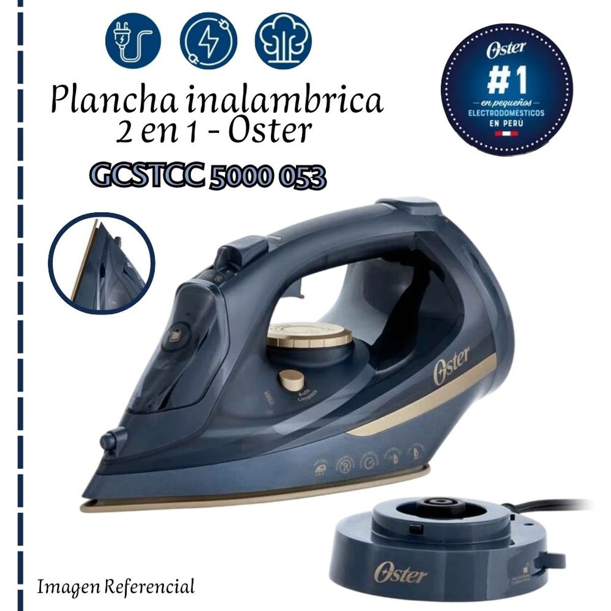 OSTER - Plancha de vapor inalámbrica Oster 2 en 1 GCSTCC5000