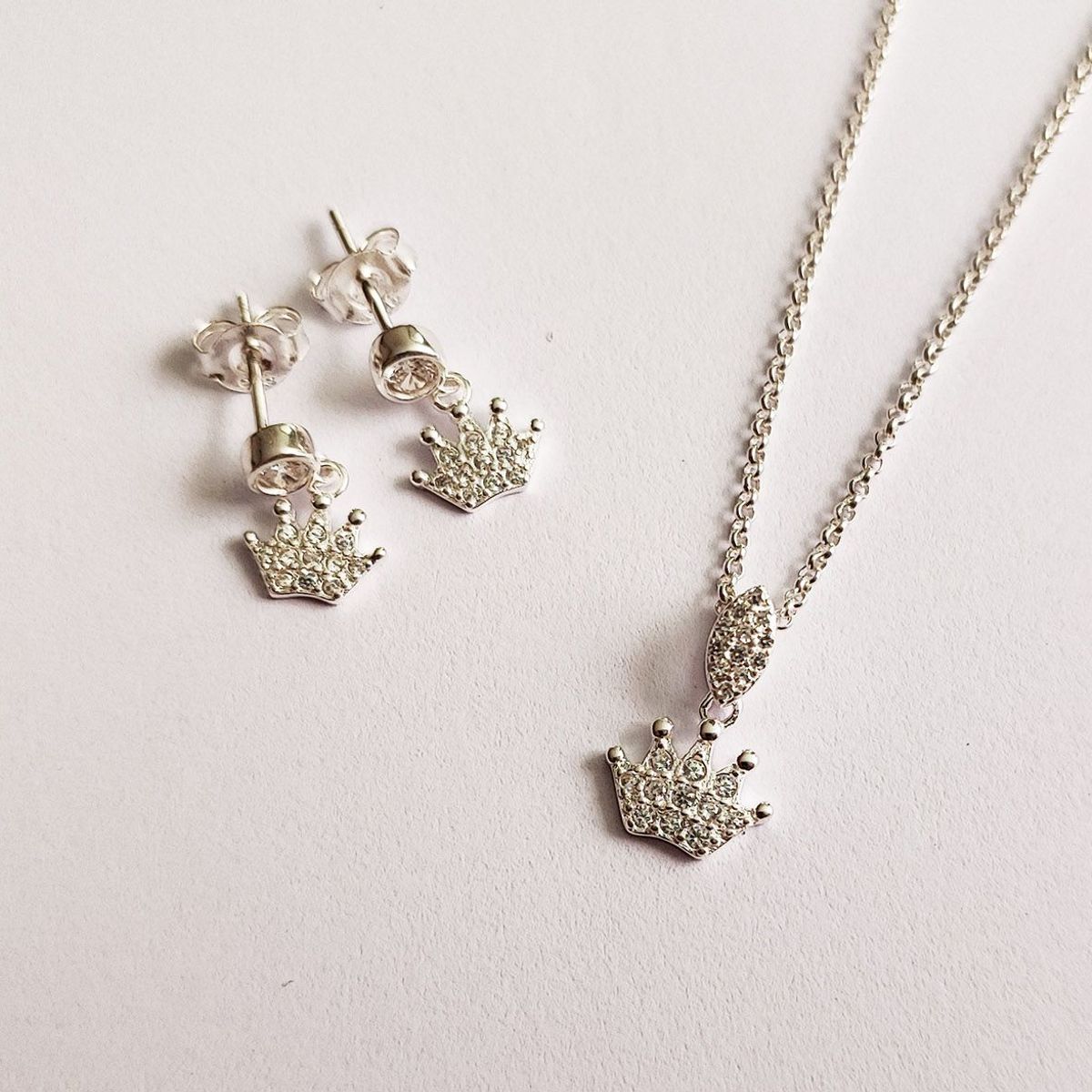 LA TIENDA 88 JOYAS Y ACCESORIOS - La Tienda 88 - Set Mujer Collar y Aretes Plata Peruana - Blanco