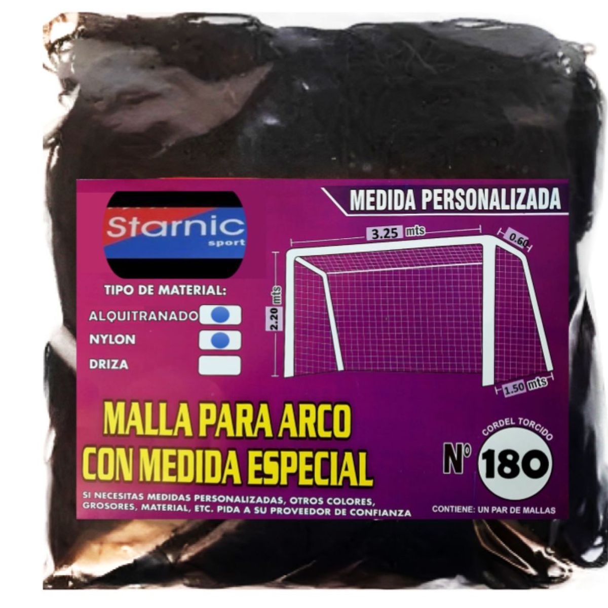 GENERICO - RED MALLA ALQUITRANADA PARA ARCO DE FULBITO Nº180