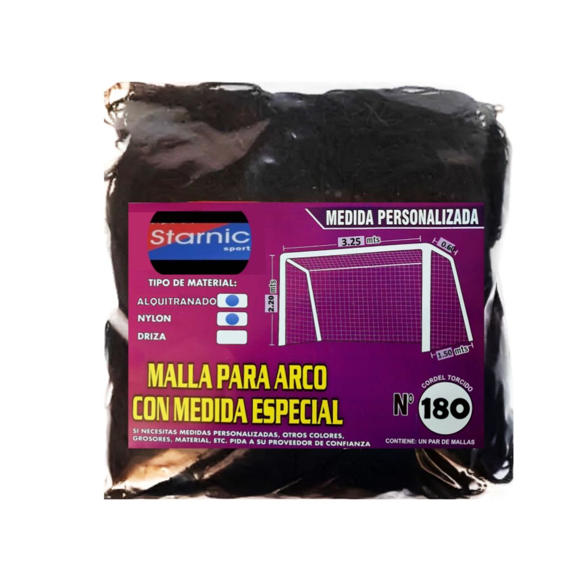 GENERICO - RED MALLA ALQUITRANADA PARA ARCO DE FULBITO Nº180