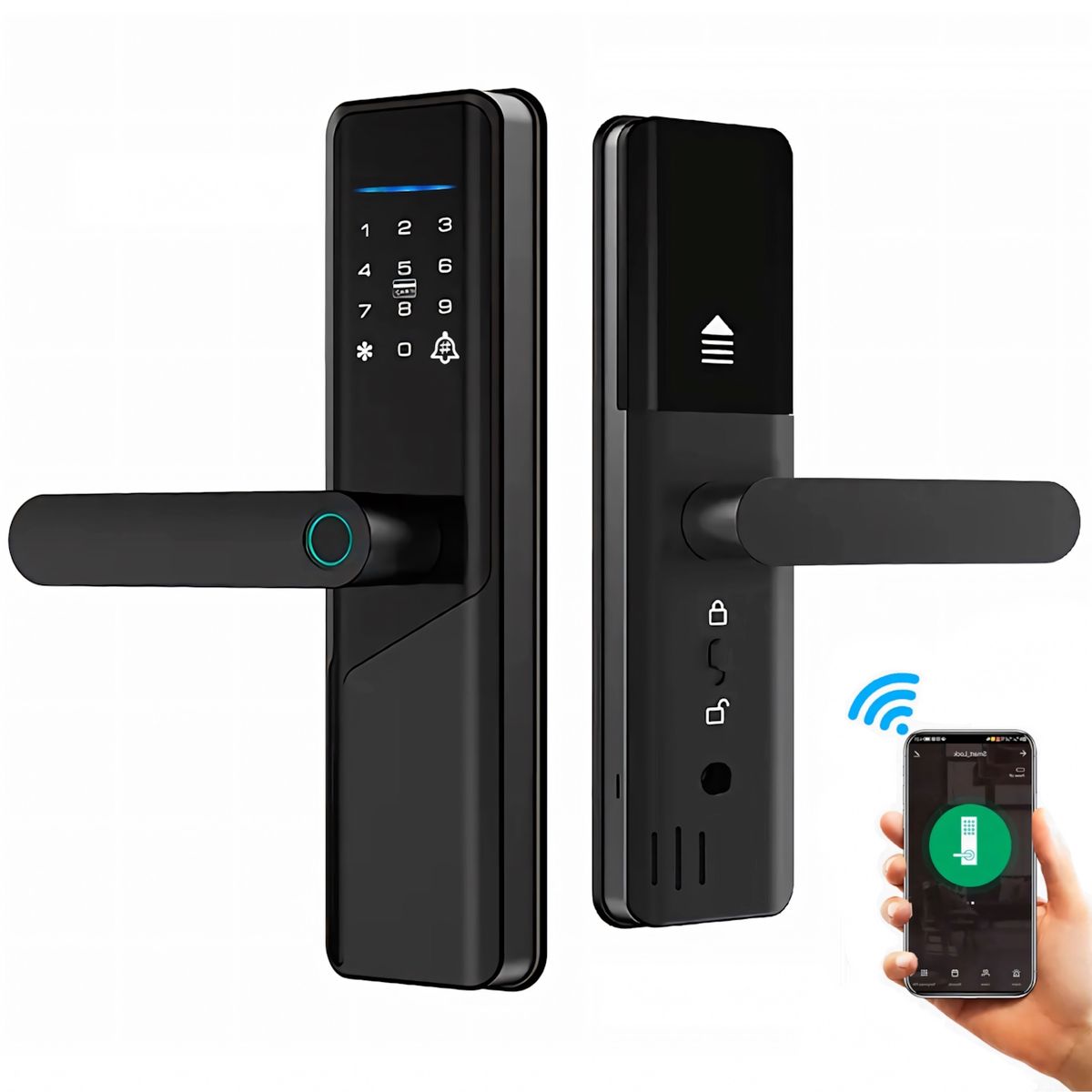 OEM - Cerradura Inteligente Smart Chapa Biometrica Digital Wifi Negro X12
