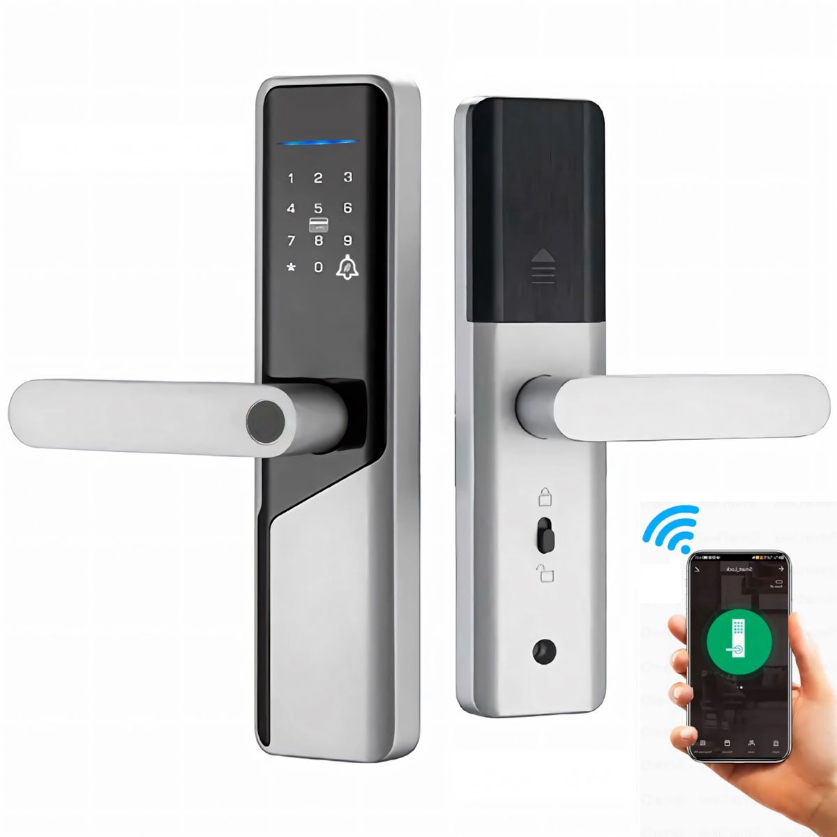 OEM - Cerradura Inteligente Smart Chapa Biometrica Digital Wifi Plata X12