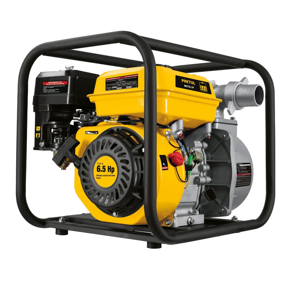 PRETUL - Motobomba autocebante 2 x 2" a gasolina 6.5 HP, Pretul