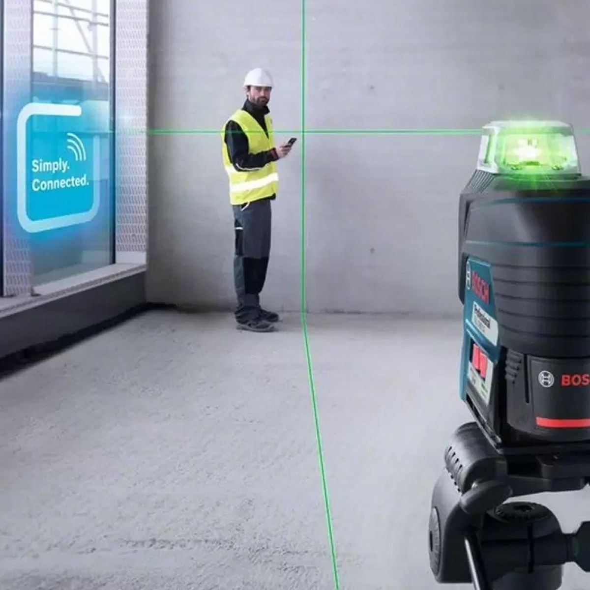 BOSCH - Nivel Láser 360° 12V Luz Verde GLL 3-80CG + Receptor de Láser LR 7