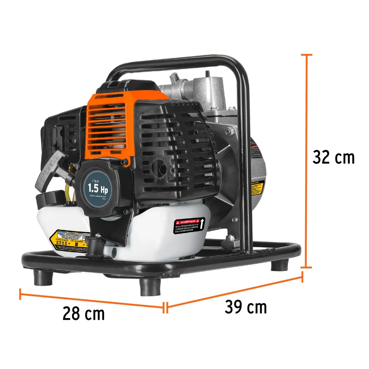 TRUPER - Motobomba Autocebante 1 X 1'' Gasolina 1.5 HP , Truper