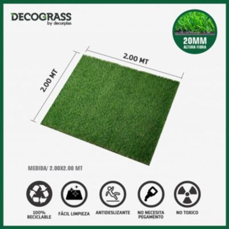 DECORPLAS - Grass Sintético Decograss Modelo Garden 20Mm Verde 200X200