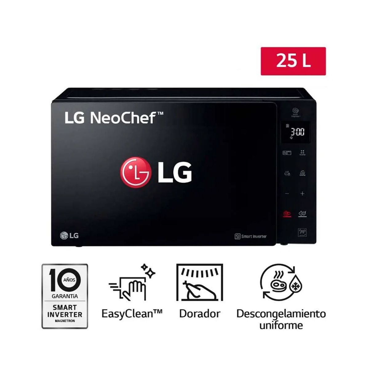 LG - Horno Microondas LG MH6536GIS EasyClean 25L Negro