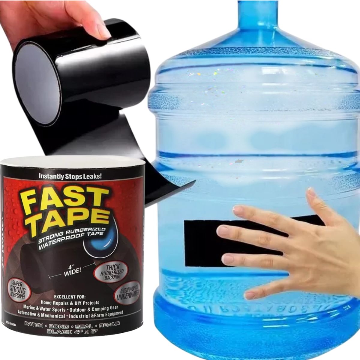 GENERICO - Flex Tape - Cinta impermeable de goma NEGRO